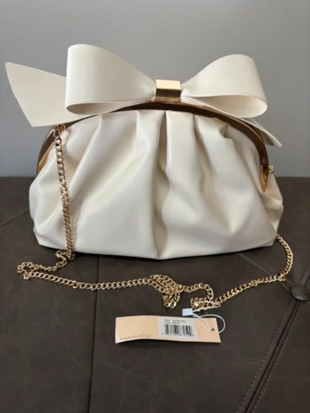 Jewel Badgley Mischka Gold Frame Clutch Crossbody Evening Bag NWT
